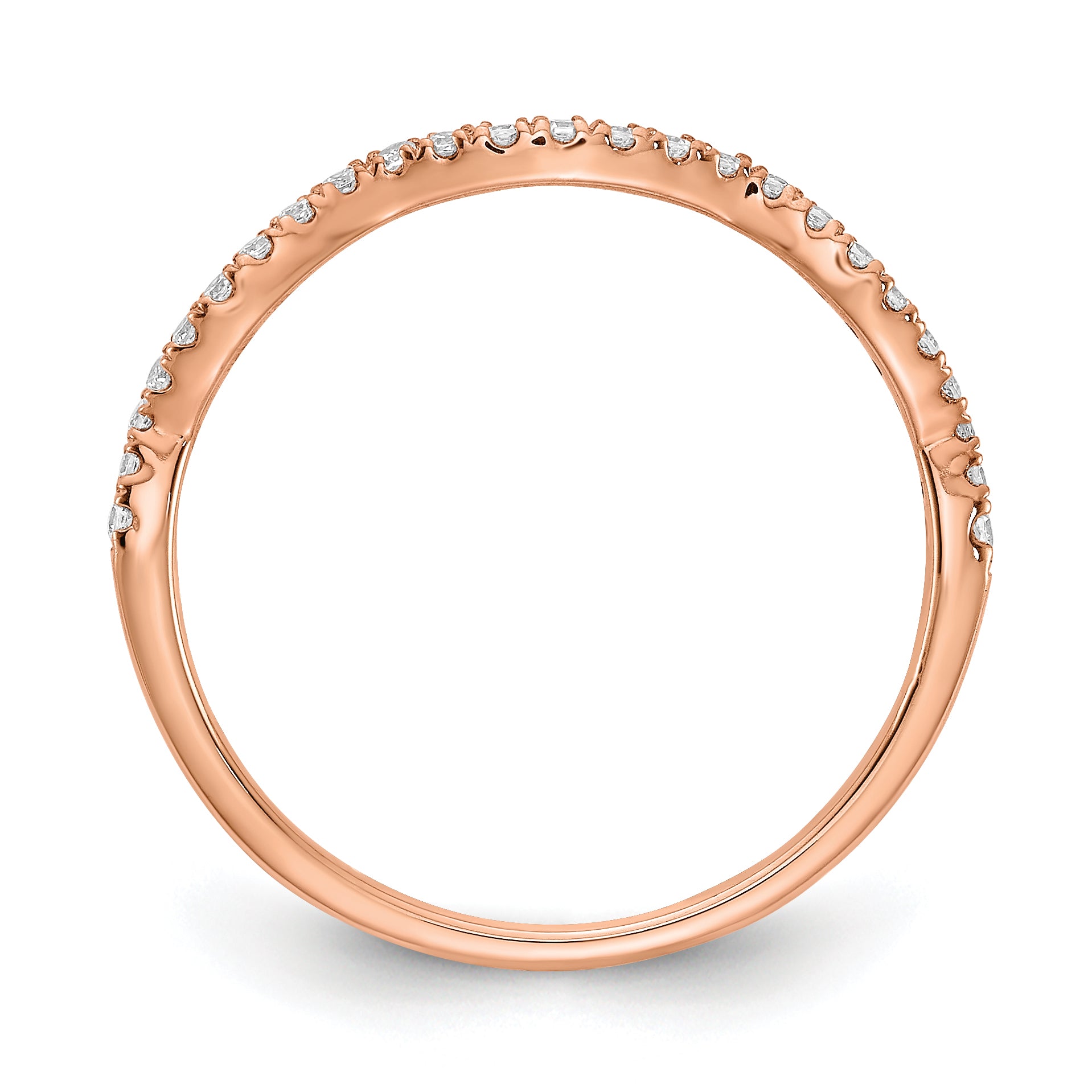 14K Rose Gold Lab Grown VS/SI+ G+ Dia Contoured Wedding Band