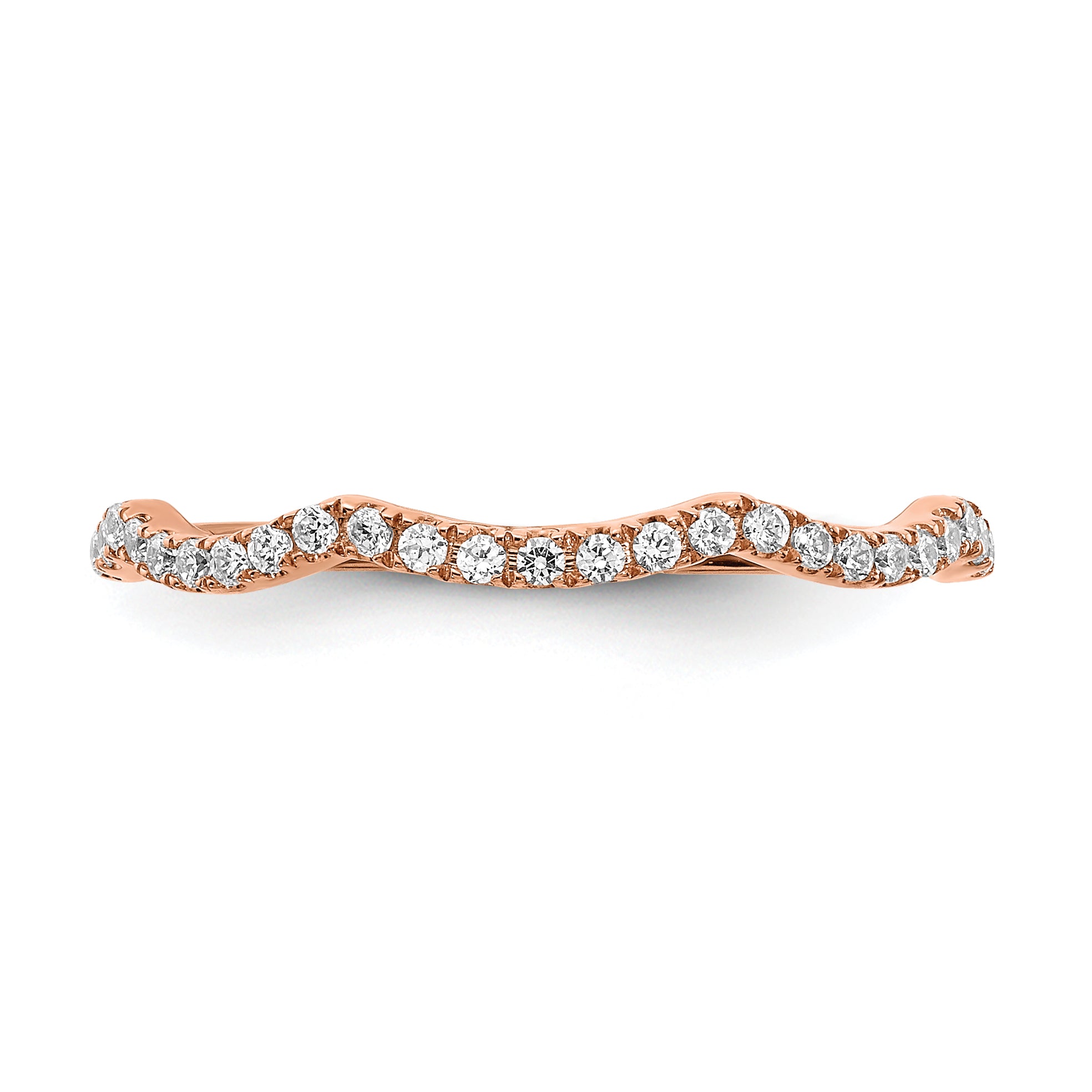 14K Rose Gold Lab Grown VS/SI+ G+ Dia Contoured Wedding Band