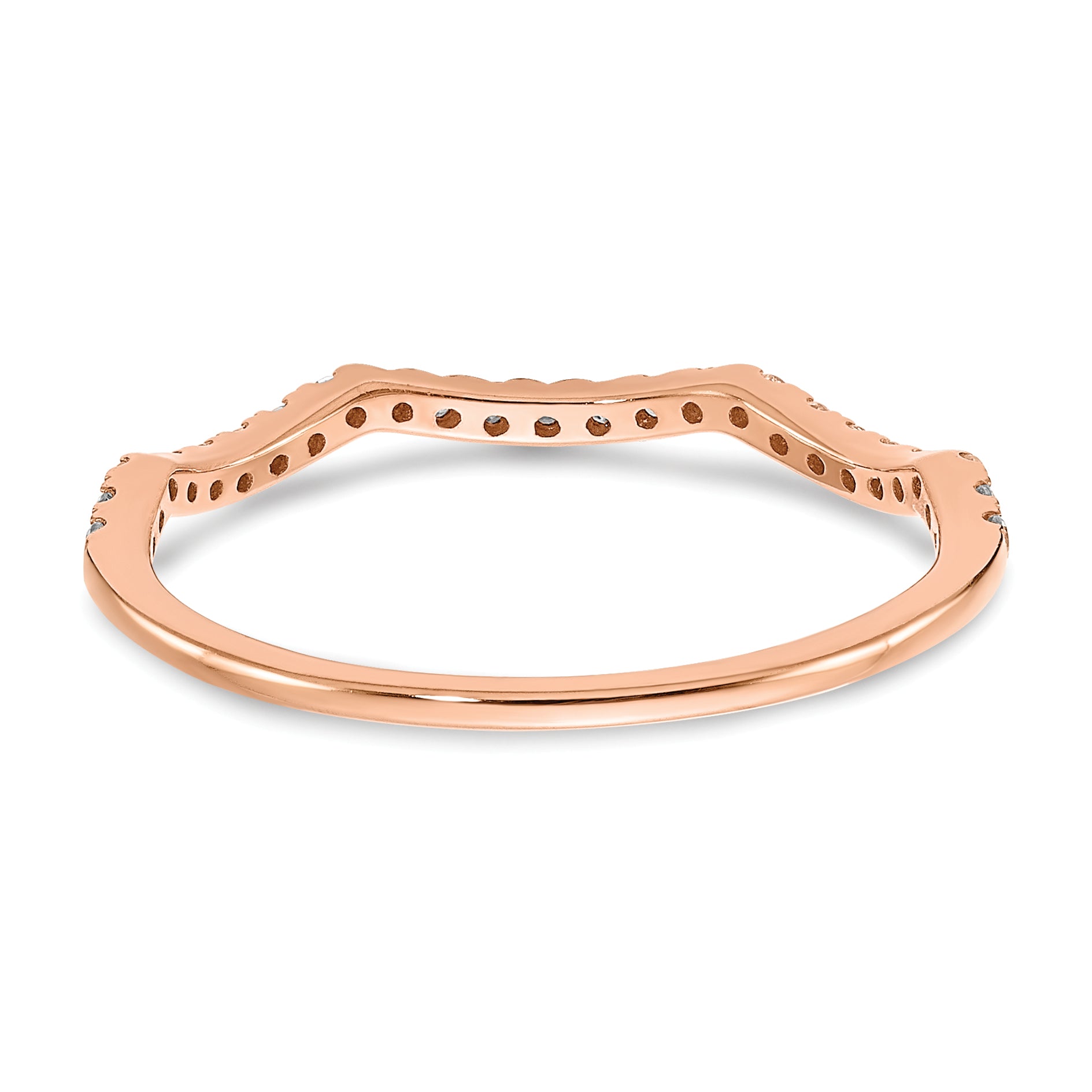 14K Rose Gold Lab Grown VS/SI+ G+ Dia Contoured Wedding Band
