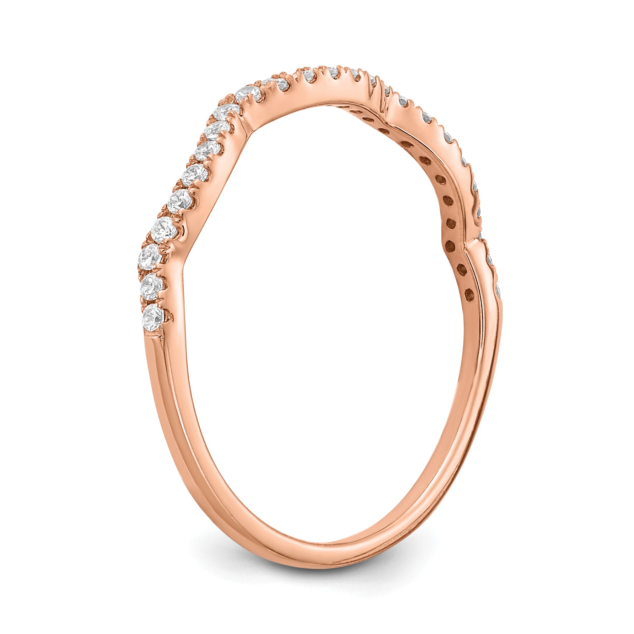 14K Rose Gold Lab Grown VS/SI+ G+ Dia Contoured Wedding Band