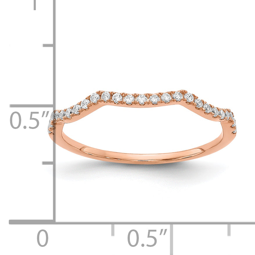 14K Rose Gold Lab Grown VS/SI+ G+ Dia Contoured Wedding Band