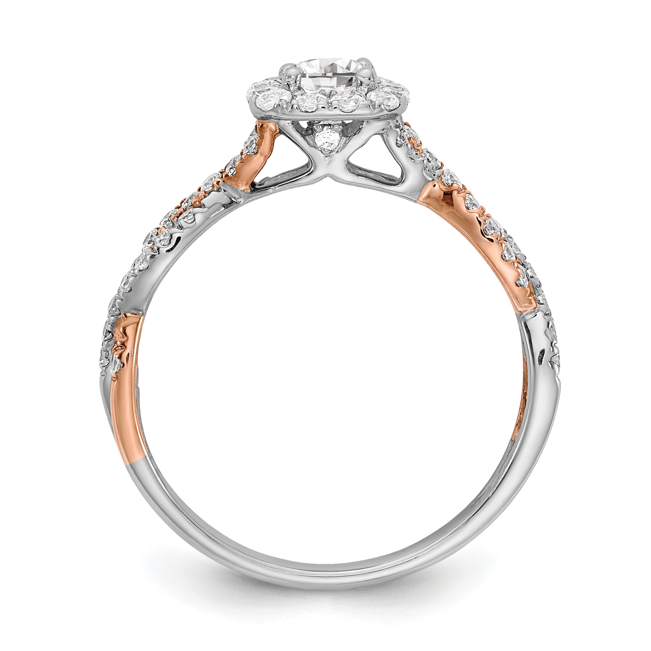 14K Two-Tone Lab Grown VS/SI+ G+ Dia Complete Square Halo Eng Ring