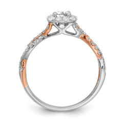 14K Two-Tone Lab Grown VS/SI+ G+ Dia Complete Square Halo Eng Ring