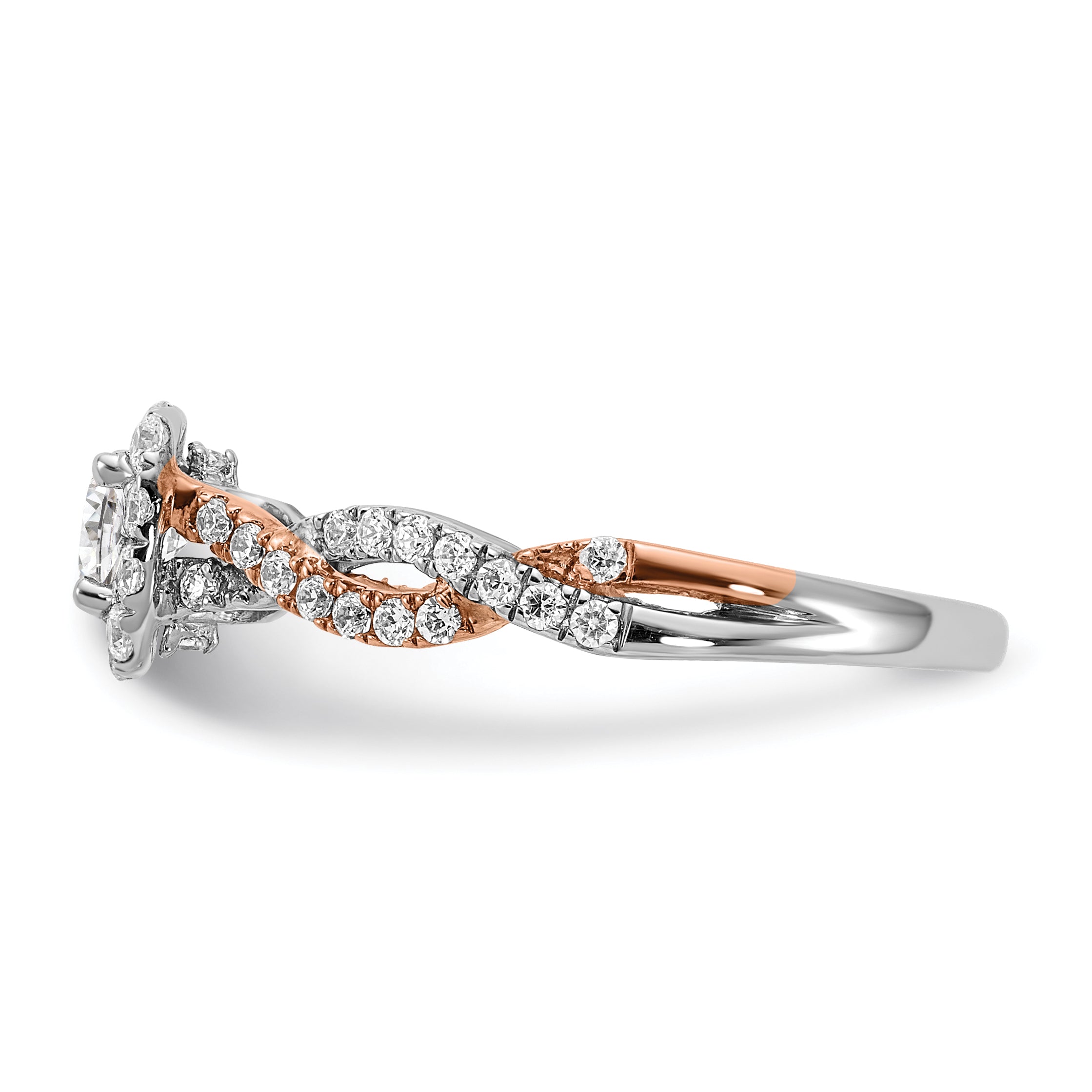 14K Two-Tone Lab Grown VS/SI+ G+ Dia Complete Square Halo Eng Ring
