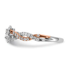 14K Two-Tone Lab Grown VS/SI+ G+ Dia Complete Square Halo Eng Ring