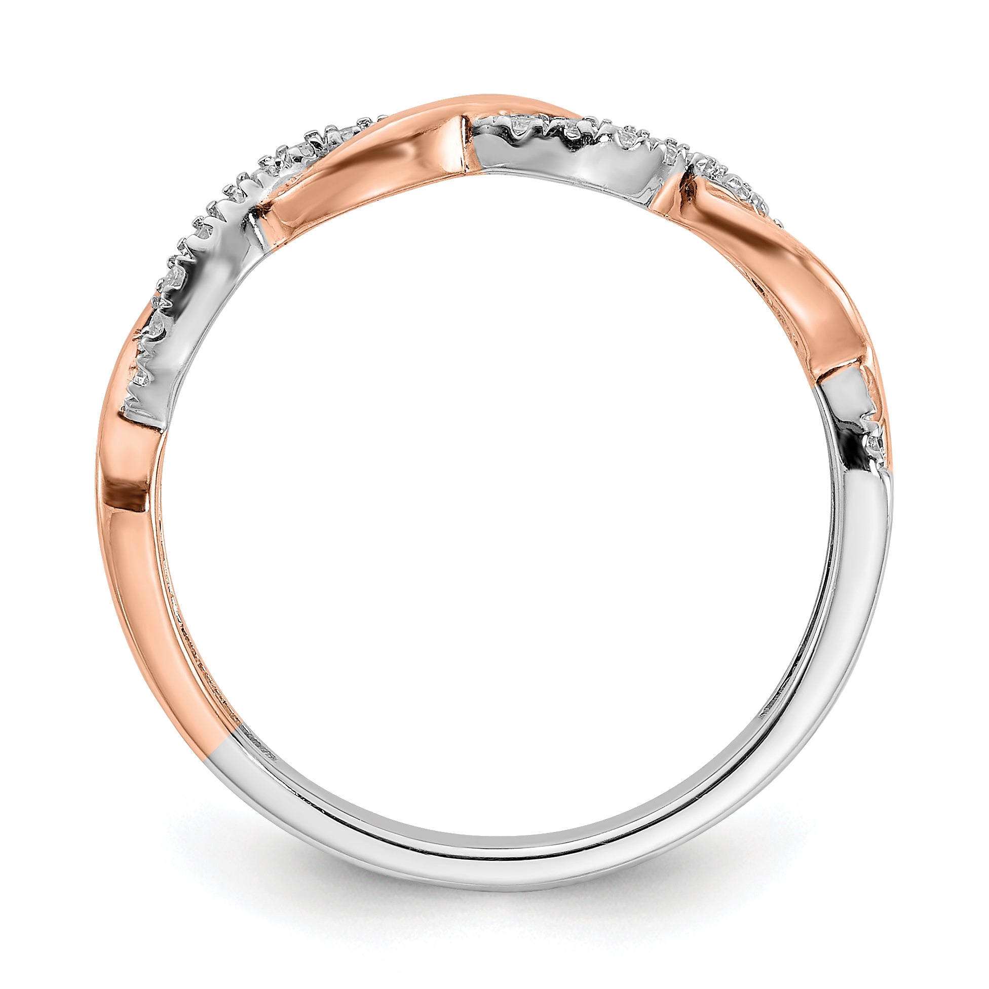 14k Two-tone Rose and White Gold 1/8 carat Lab Grown Diamond VS/SI+ G+ Complete Wedding Band