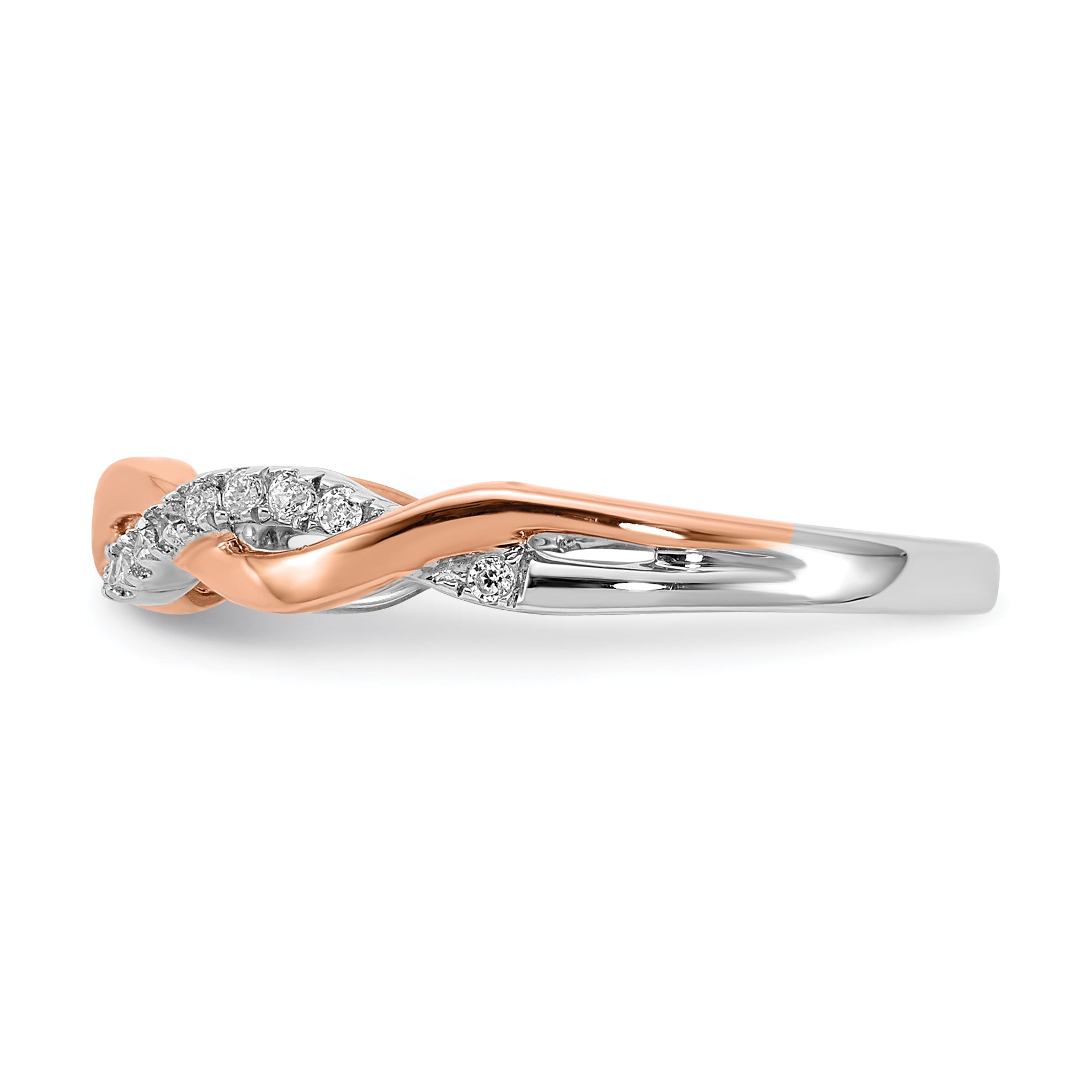 14k Two-tone Rose and White Gold 1/8 carat Lab Grown Diamond VS/SI+ G+ Complete Wedding Band