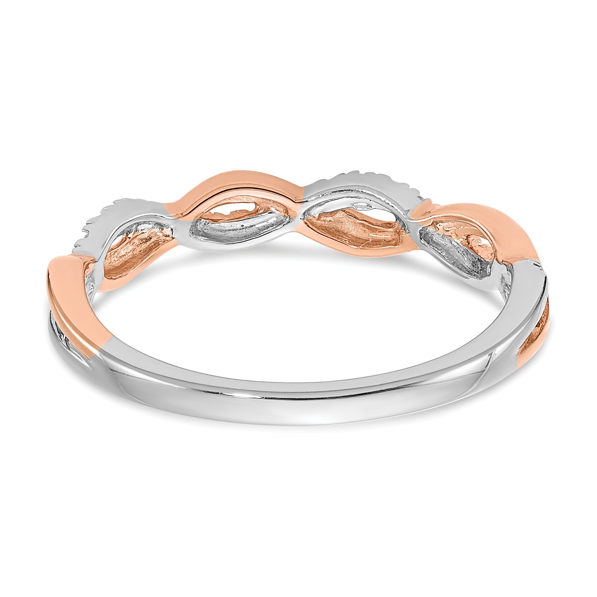 14k Two-tone Rose and White Gold 1/8 carat Lab Grown Diamond VS/SI+ G+ Complete Wedding Band
