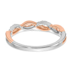 14k Two-tone Rose and White Gold 1/8 carat Lab Grown Diamond VS/SI+ G+ Complete Wedding Band