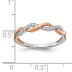 14k Two-tone Rose and White Gold 1/8 carat Lab Grown Diamond VS/SI+ G+ Complete Wedding Band