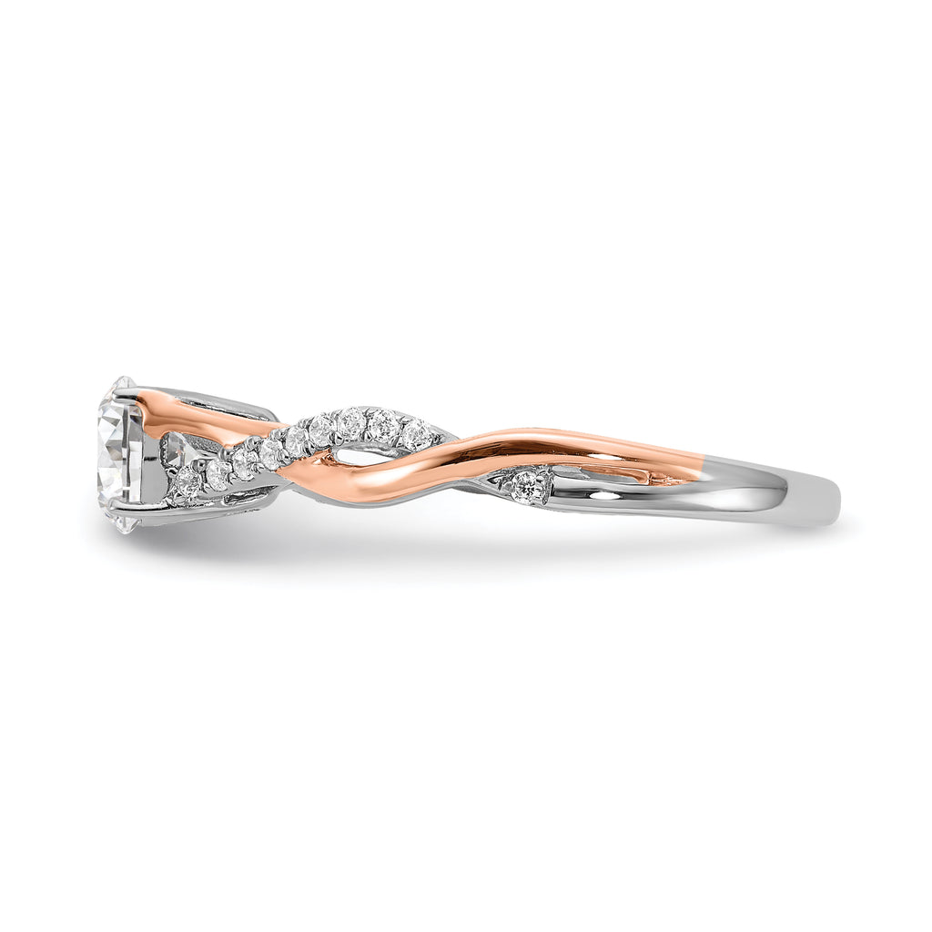 14k Two-tone Rose and White Gold 5/8 carat Lab Grown Diamond VS/SI+ G+ Complete Engagement Ring