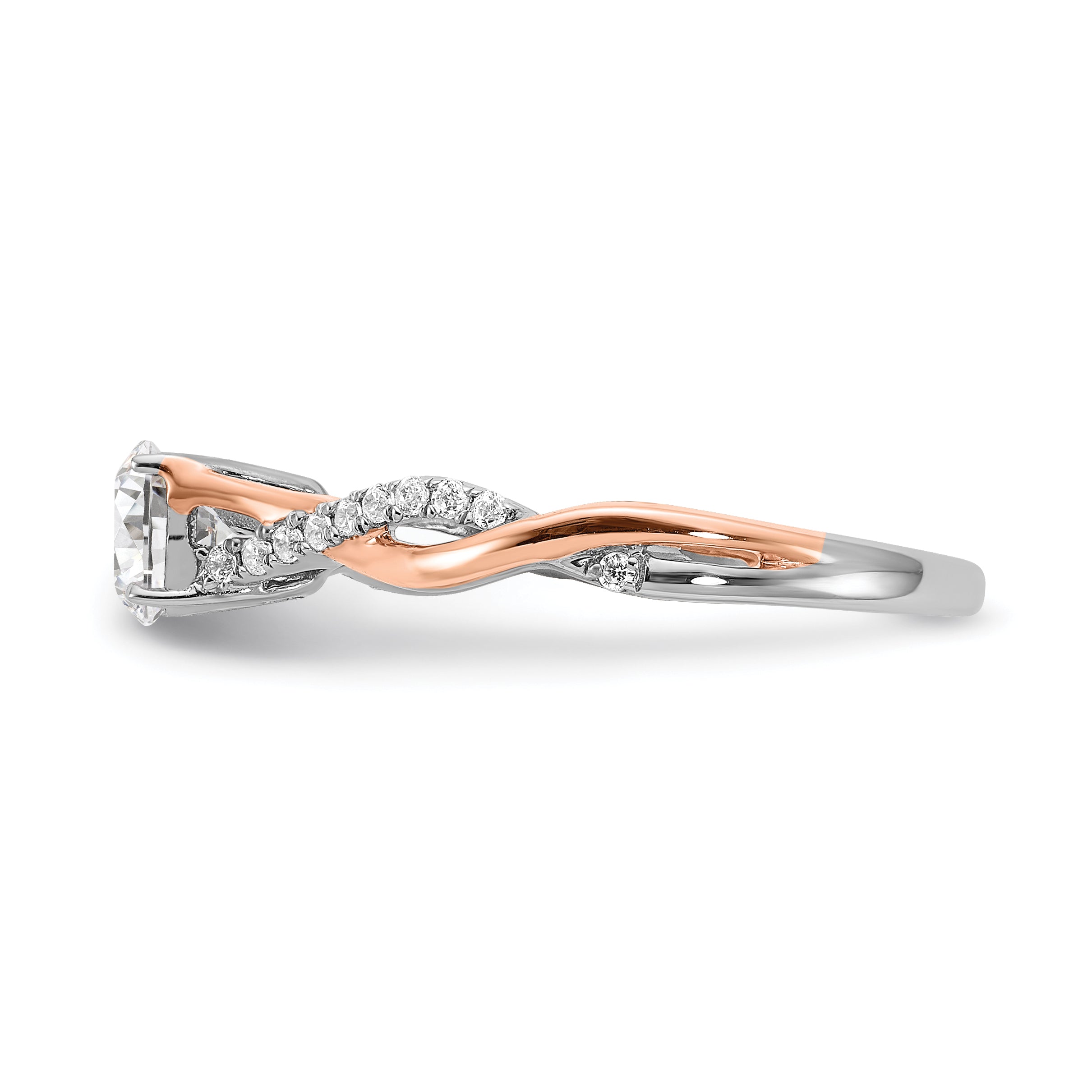 14k Two-tone Rose and White Gold 5/8 carat Lab Grown Diamond VS/SI+ G+ Complete Engagement Ring