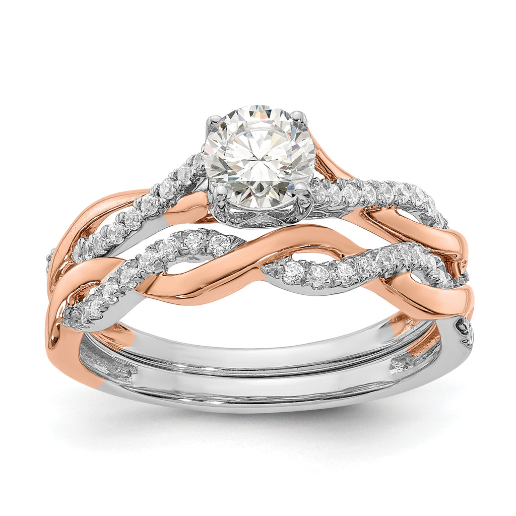 14k Two-tone Rose and White Gold 5/8 carat Lab Grown Diamond VS/SI+ G+ Complete Engagement Ring