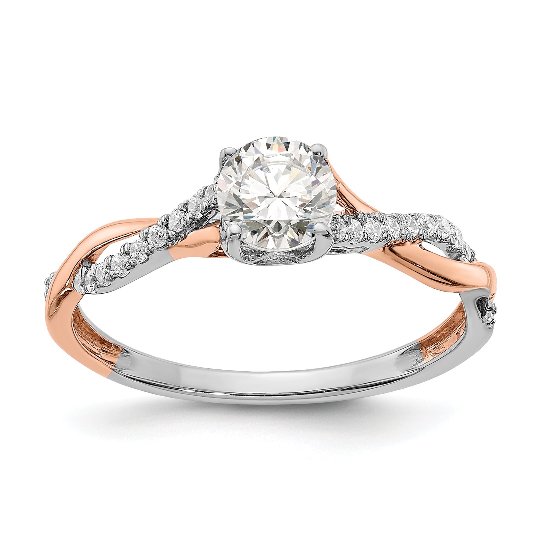 14k Two-tone Rose and White Gold 5/8 carat Lab Grown Diamond VS/SI+ G+ Complete Engagement Ring Main image