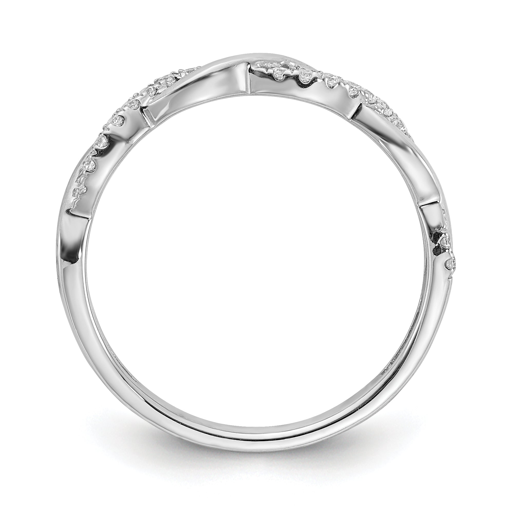 10k White Gold 1/8 carat Lab Grown Diamond VS/SI+ G+ Complete Twist Wedding Band Secondary image