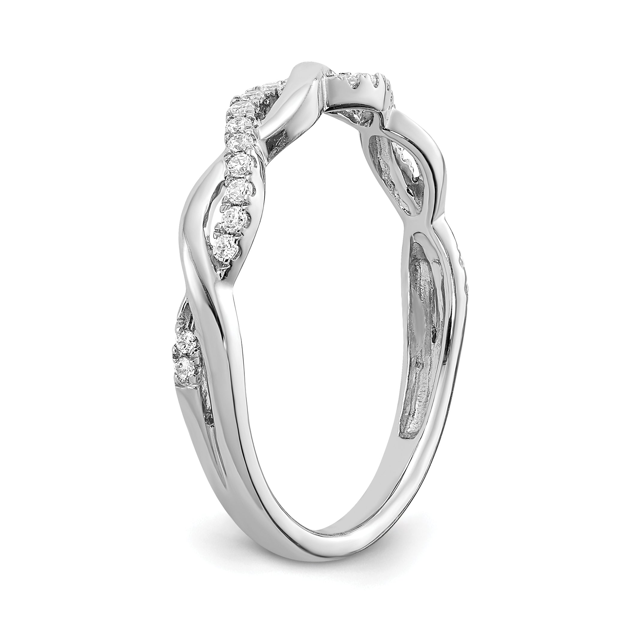 10k White Gold 1/8 carat Lab Grown Diamond VS/SI+ G+ Complete Twist Wedding Band