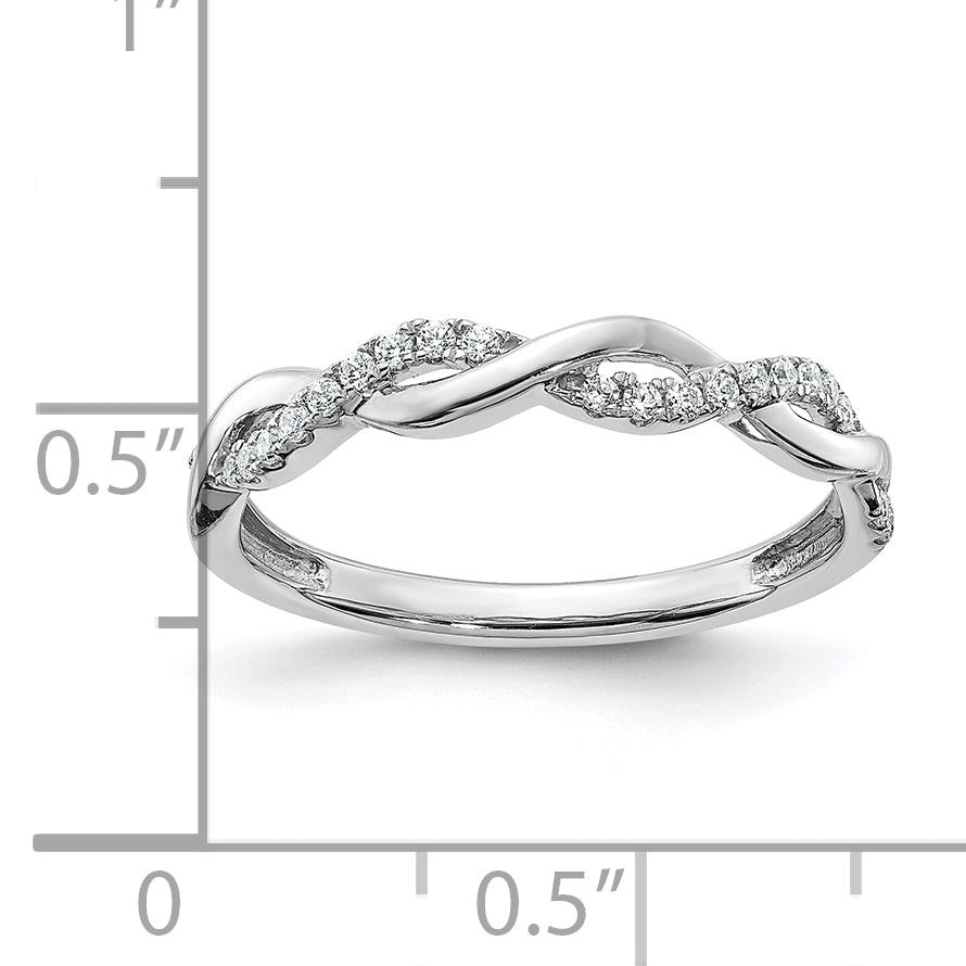10k White Gold 1/8 carat Lab Grown Diamond VS/SI+ G+ Complete Twist Wedding Band