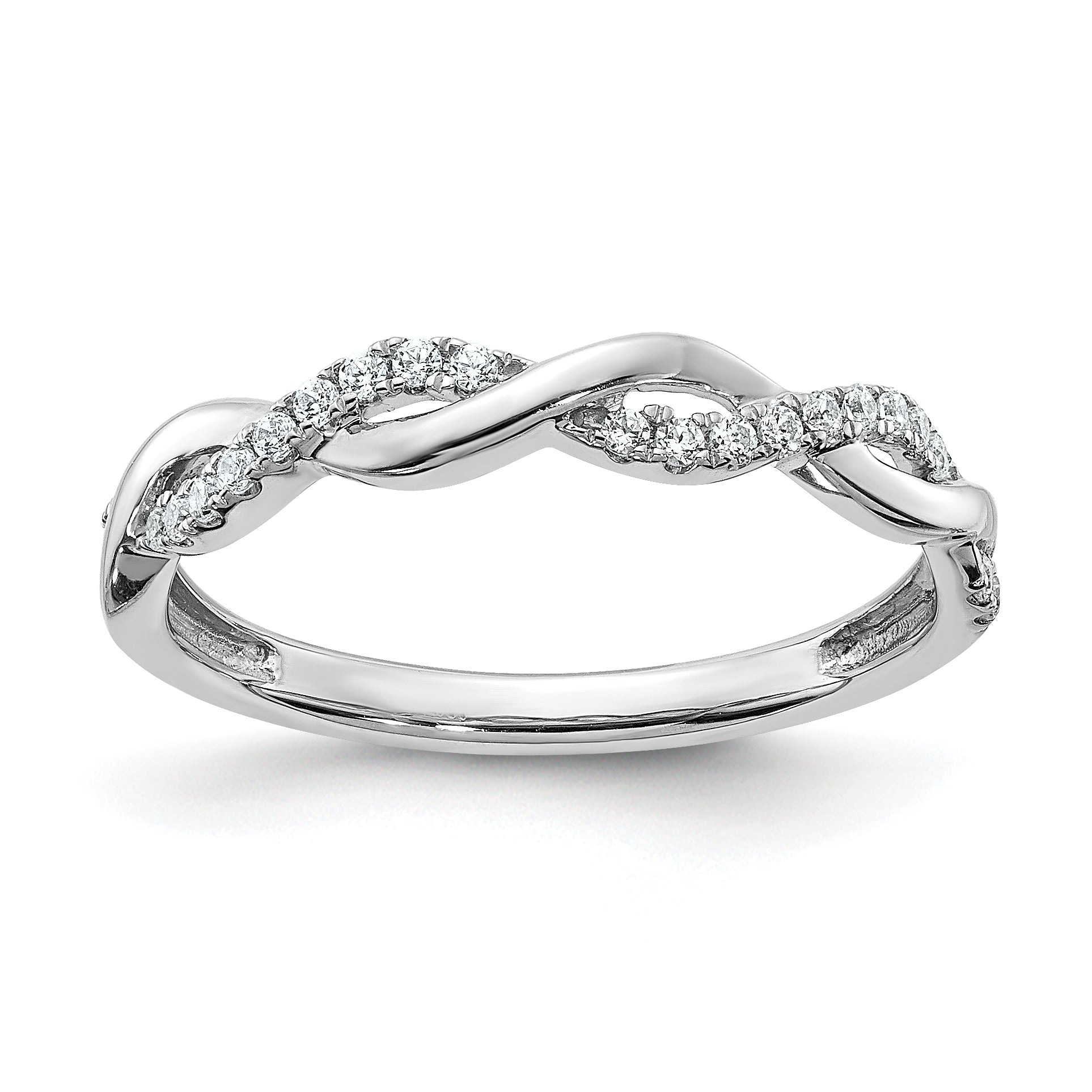 10k White Gold 1/8 carat Lab Grown Diamond VS/SI+ G+ Complete Twist Wedding Band Main image