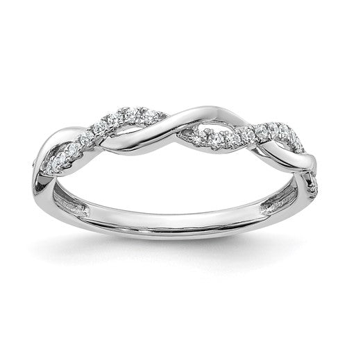 Twist Wedding Band in 14K White Gold (1/8 ct. tw.), Size 7 - Sophia Jewelers