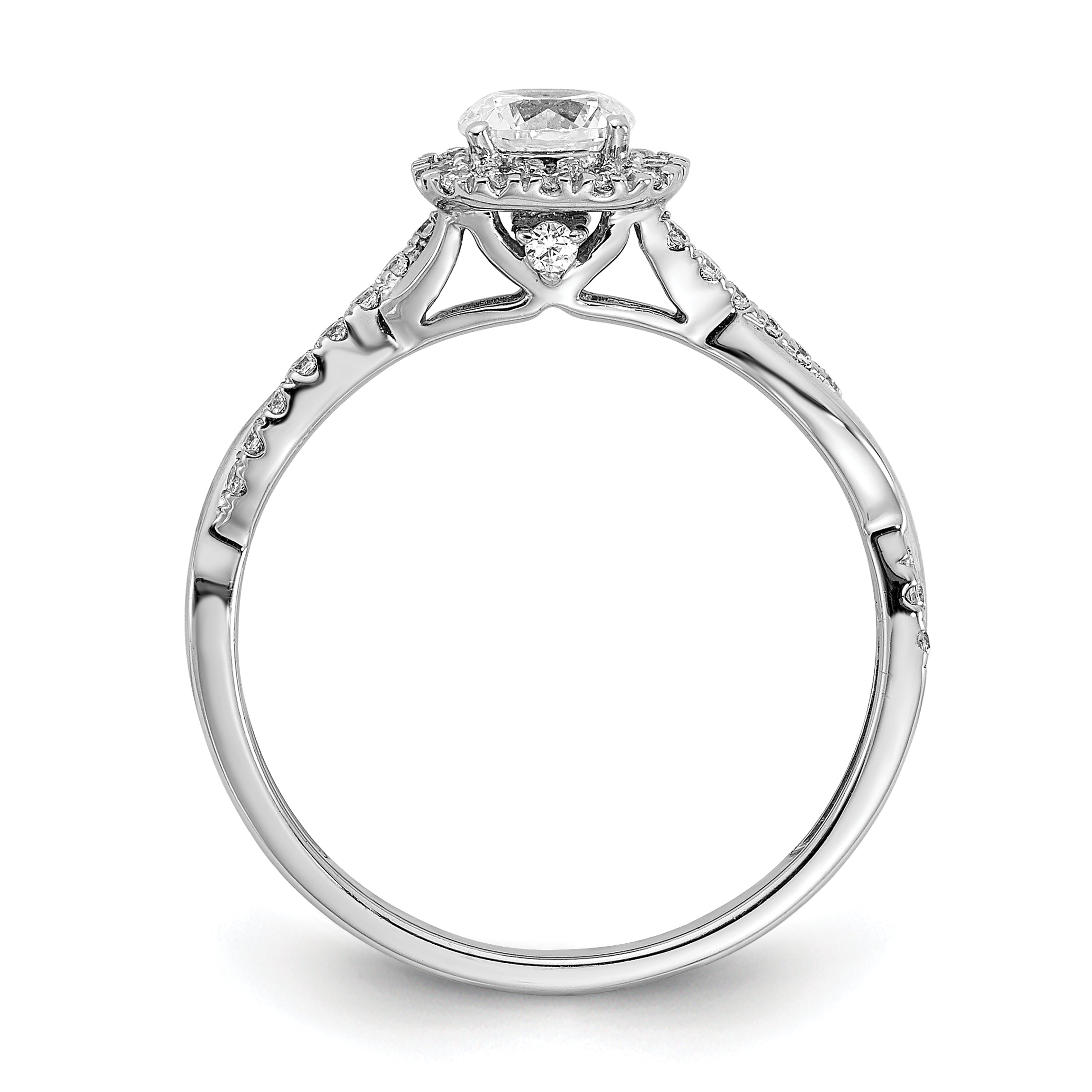10k White Gold 5/8 carat Lab Grown Diamond VS/SI+ G+ Complete Round Halo Engagement Ring Secondary image