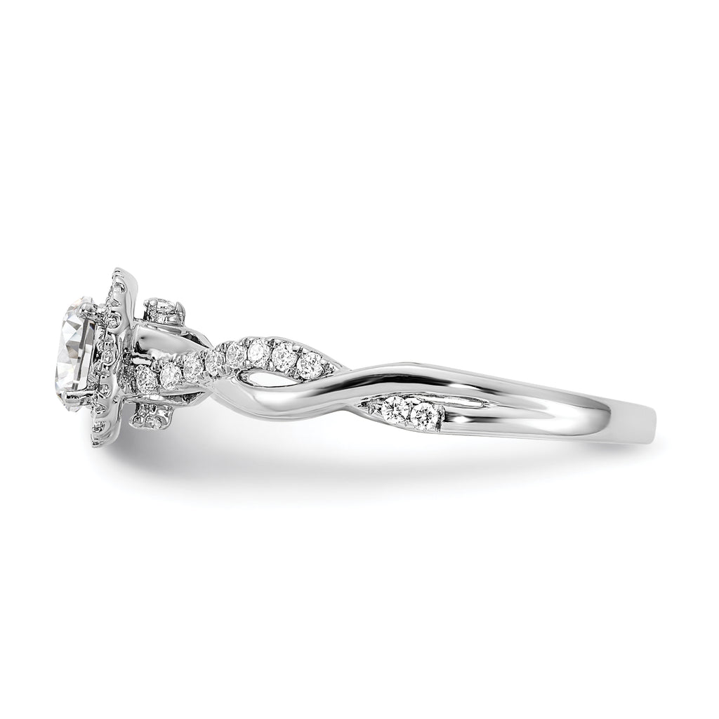 10k White Gold 5/8 carat Lab Grown Diamond VS/SI+ G+ Complete Round Halo Engagement Ring