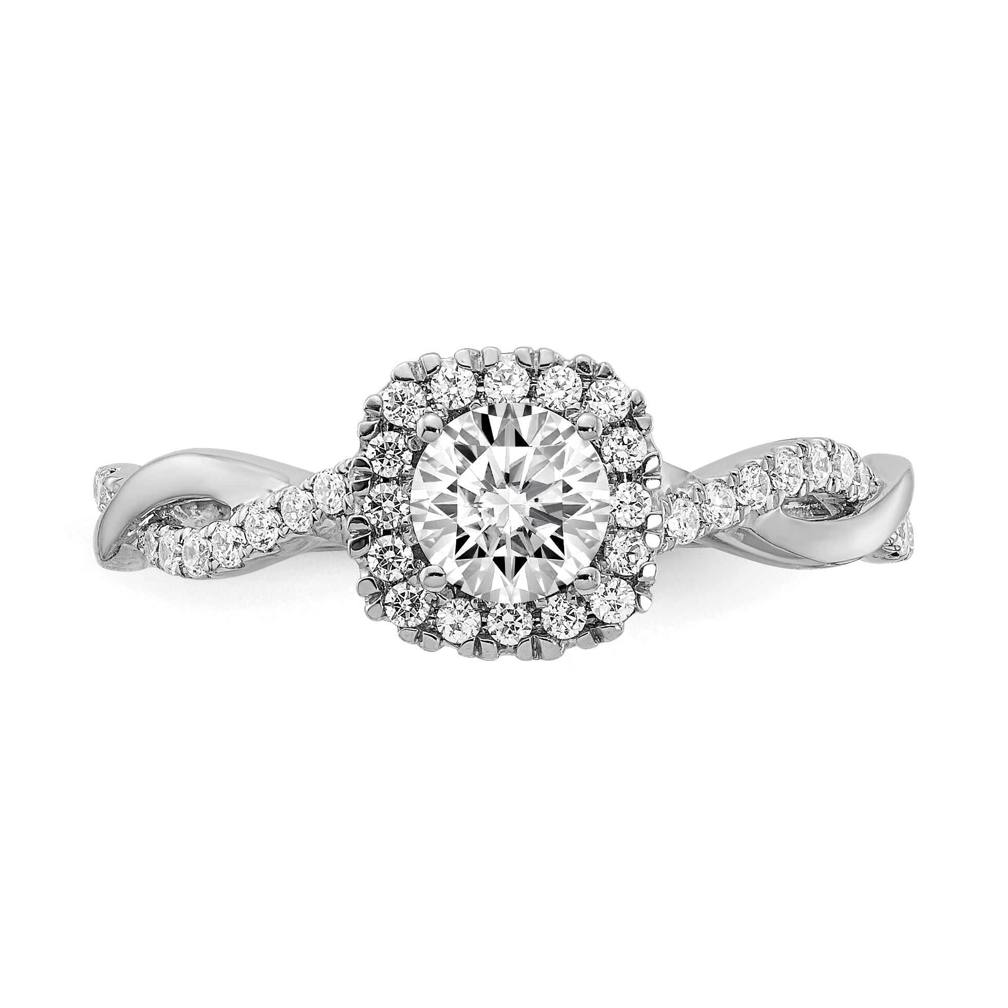 10k White Gold 5/8 carat Lab Grown Diamond VS/SI+ G+ Complete Round Halo Engagement Ring