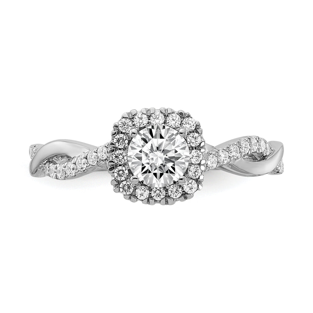 10k White Gold 5/8 carat Lab Grown Diamond VS/SI+ G+ Complete Round Halo Engagement Ring