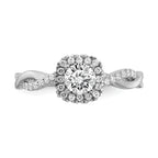 10k White Gold 5/8 carat Lab Grown Diamond VS/SI+ G+ Complete Round Halo Engagement Ring