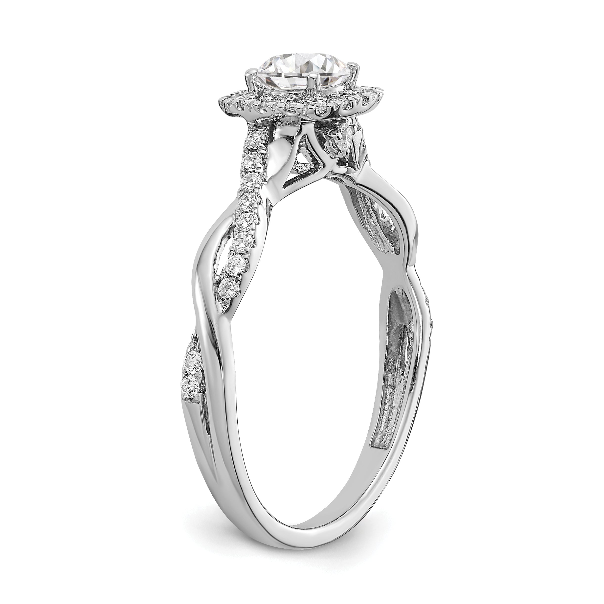 10k White Gold 5/8 carat Lab Grown Diamond VS/SI+ G+ Complete Round Halo Engagement Ring
