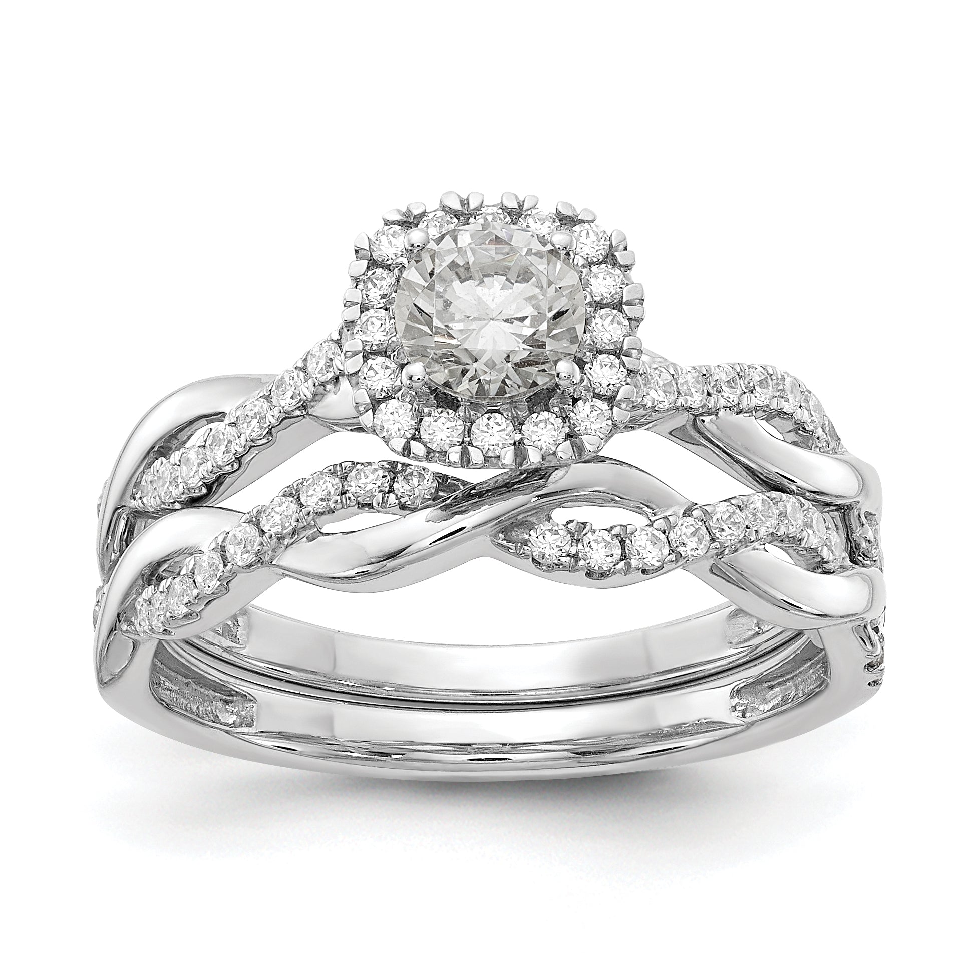 10k White Gold 5/8 carat Lab Grown Diamond VS/SI+ G+ Complete Round Halo Engagement Ring