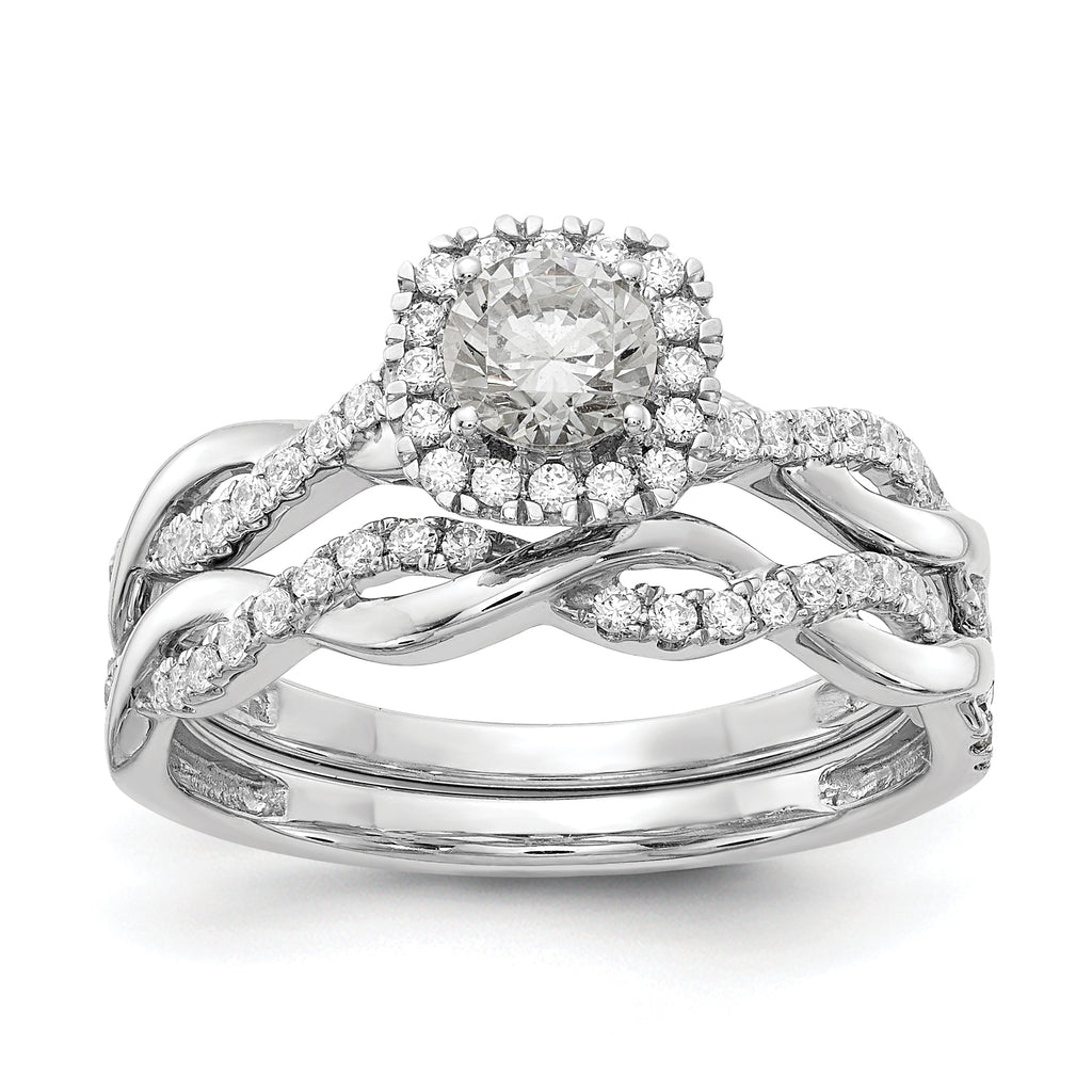 10k White Gold 5/8 carat Lab Grown Diamond VS/SI+ G+ Complete Round Halo Engagement Ring