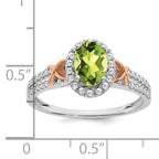 14k White Gold w/RG Accent Peridot and Diamond Halo Ring