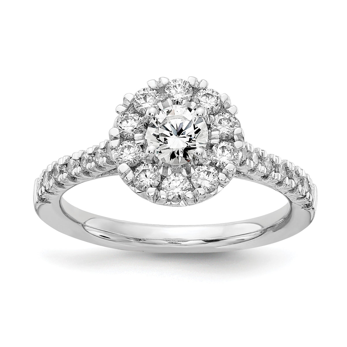 Lab-Grown Diamond Halo Engagement Ring in 14K White Gold, 1.7mm (1 ct. tw.), Size 7 - Sophia Jewelers Main image