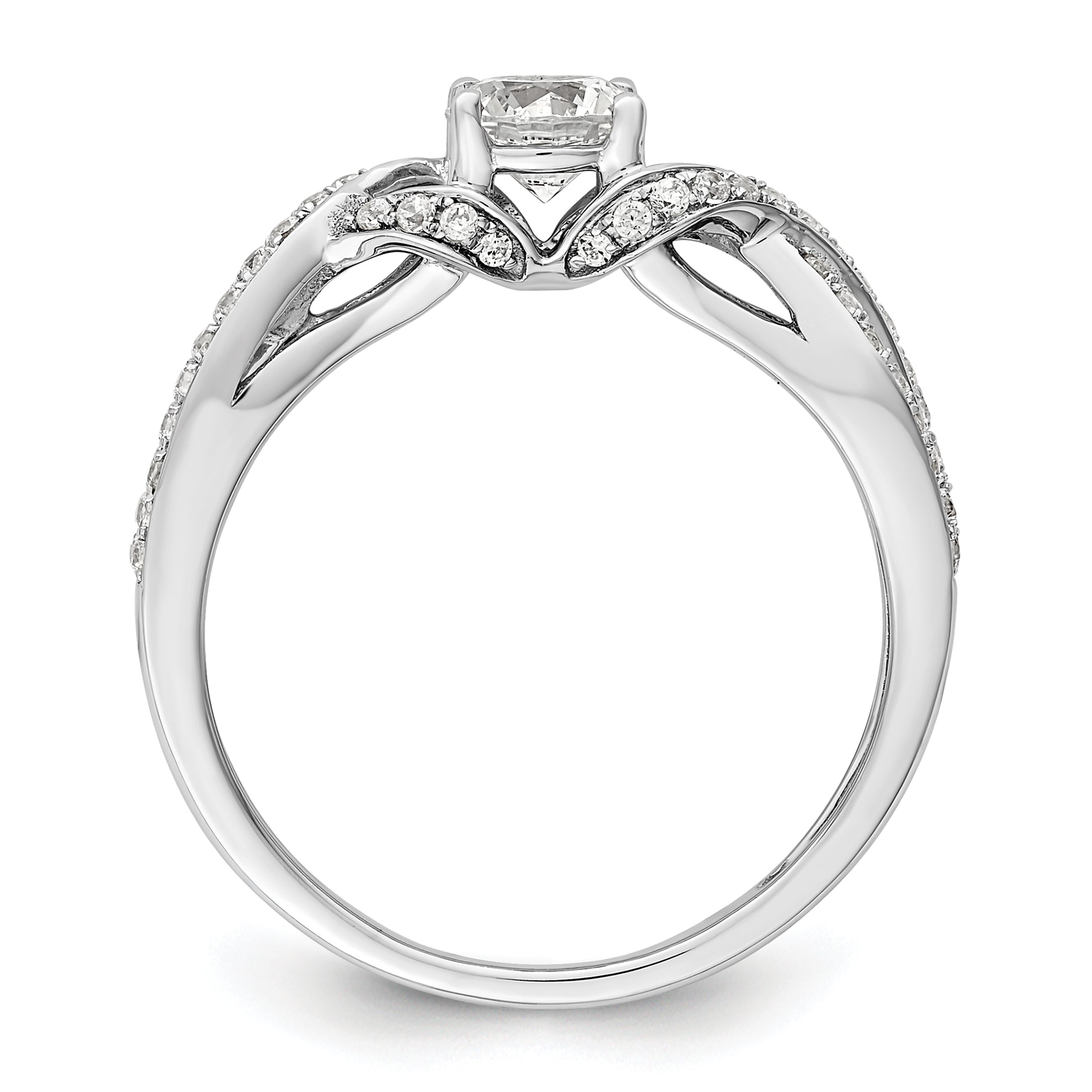 10k White Gold 3/4 carat Lab Grown Diamond VS/SI+ G+ Round Complete Twist Bypass Engagment Ring