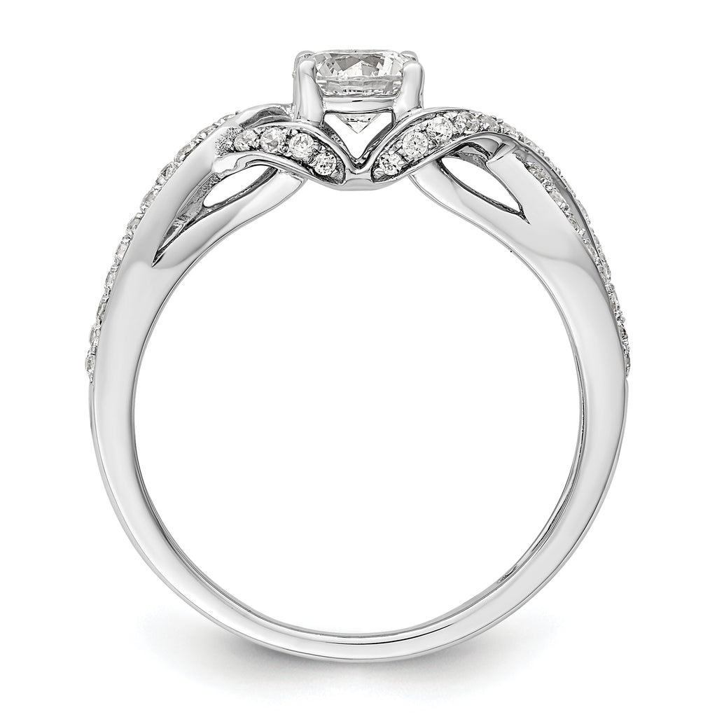 10k White Gold 3/4 carat Lab Grown Diamond VS/SI+ G+ Round Complete Twist Bypass Engagment Ring
