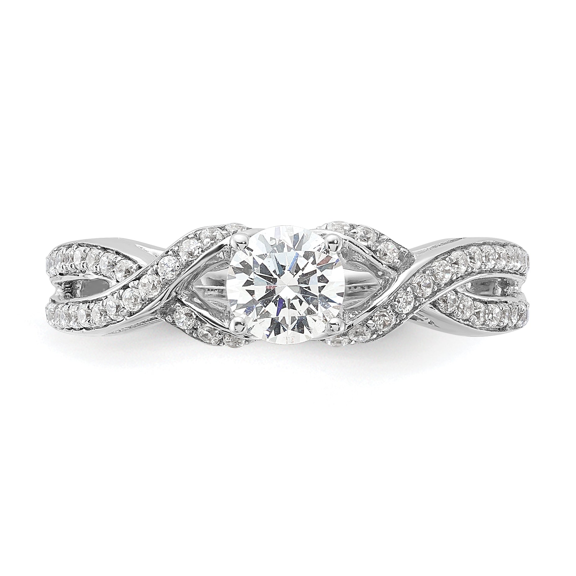 10k White Gold 3/4 carat Lab Grown Diamond VS/SI+ G+ Round Complete Twist Bypass Engagment Ring