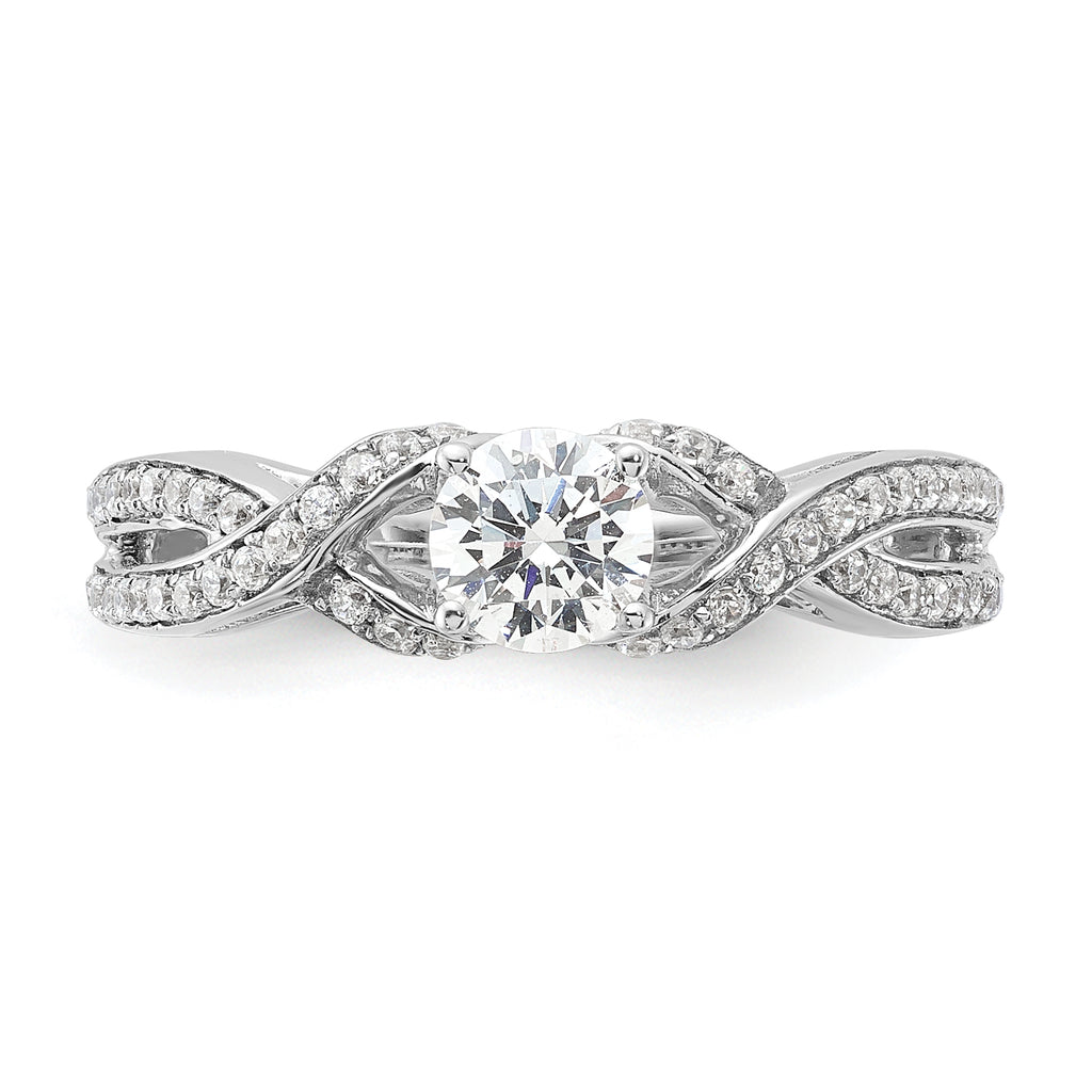 10k White Gold 3/4 carat Lab Grown Diamond VS/SI+ G+ Round Complete Twist Bypass Engagment Ring