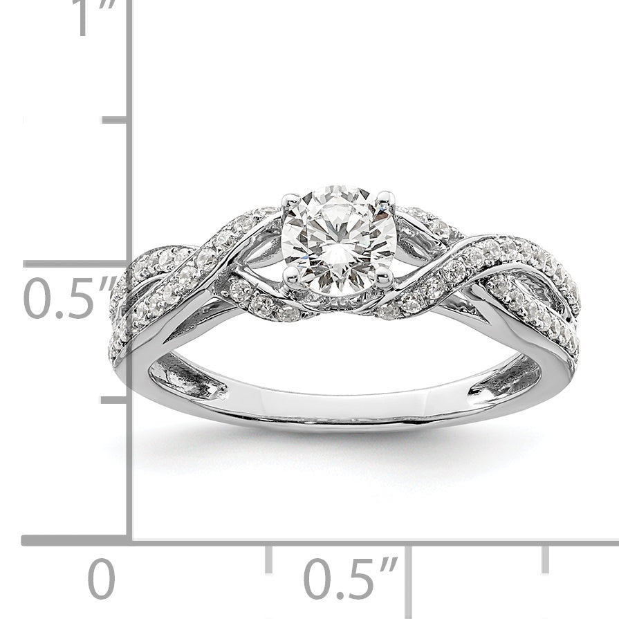 10k White Gold 3/4 carat Lab Grown Diamond VS/SI+ G+ Round Complete Twist Bypass Engagment Ring
