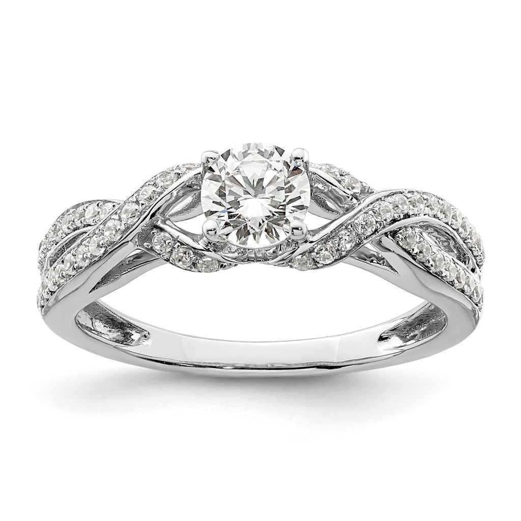 10k White Gold 3/4 carat Lab Grown Diamond VS/SI+ G+ Round Complete Twist Bypass Engagment Ring