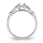  14k White Gold Created Opal and Diamond Ring