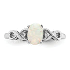  14k White Gold Created Opal and Diamond Ring