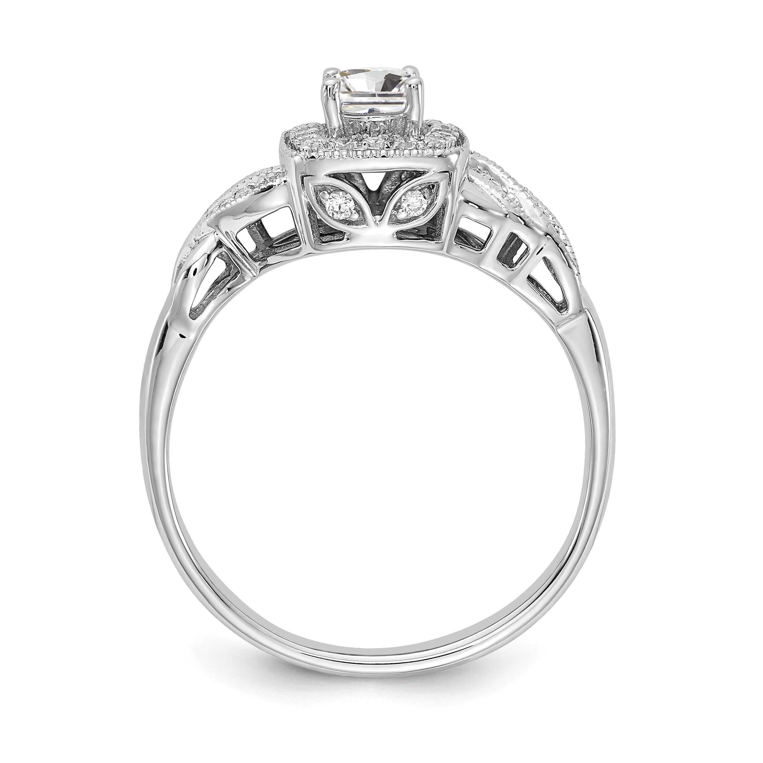 10k White Gold 1/2 carat Lab Grown Diamond VS/SI+ G+ Round Complete Halo Engagement Ring
