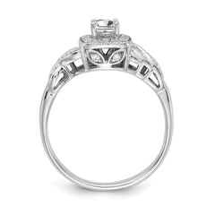 10k White Gold 1/2 carat Lab Grown Diamond VS/SI+ G+ Round Complete Halo Engagement Ring