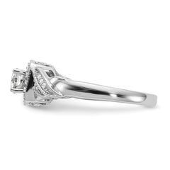 10k White Gold 1/2 carat Lab Grown Diamond VS/SI+ G+ Round Complete Halo Engagement Ring