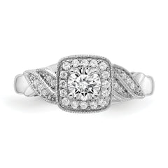 10k White Gold 1/2 carat Lab Grown Diamond VS/SI+ G+ Round Complete Halo Engagement Ring
