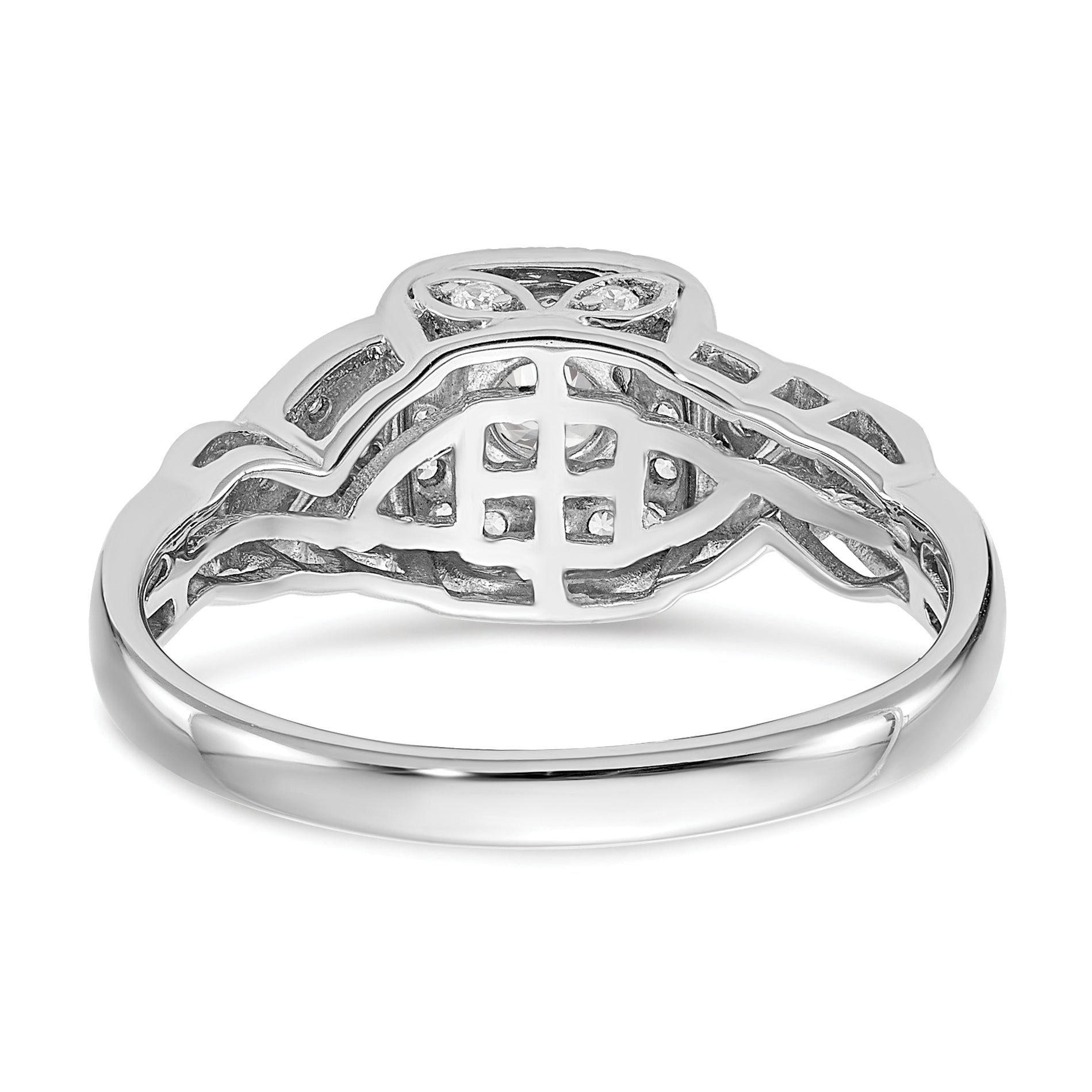 10k White Gold 1/2 carat Lab Grown Diamond VS/SI+ G+ Round Complete Halo Engagement Ring