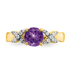 14k Two-tone Amethyst and Diamond Ring