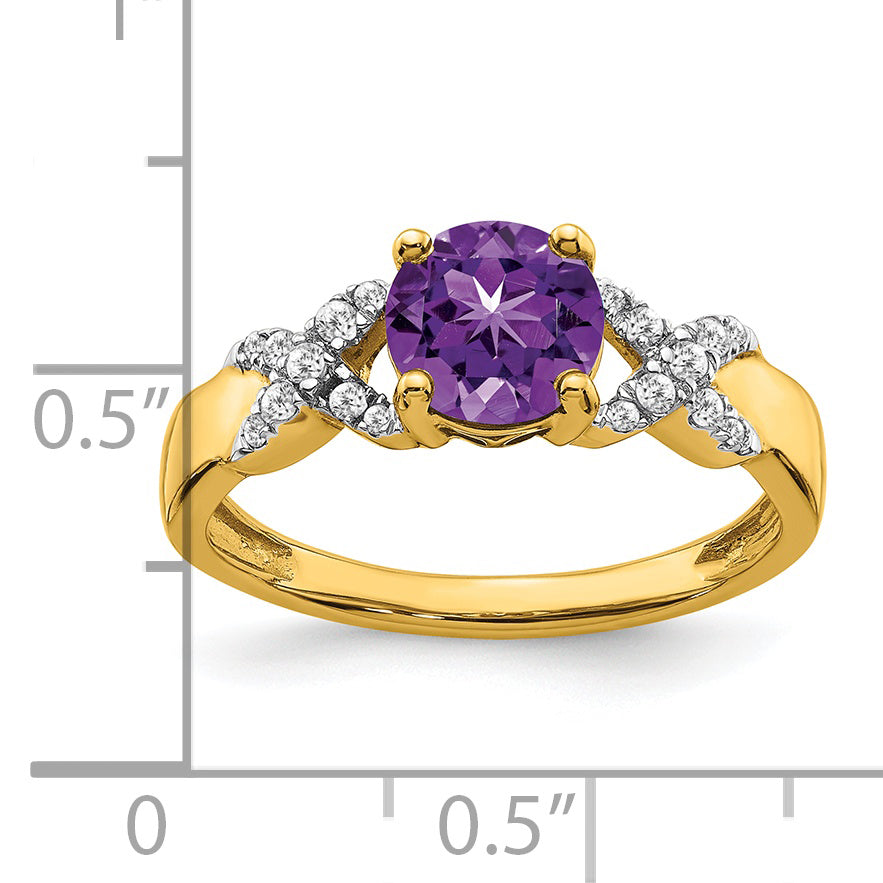 14k Two-tone Amethyst and Diamond Ring Secondary image