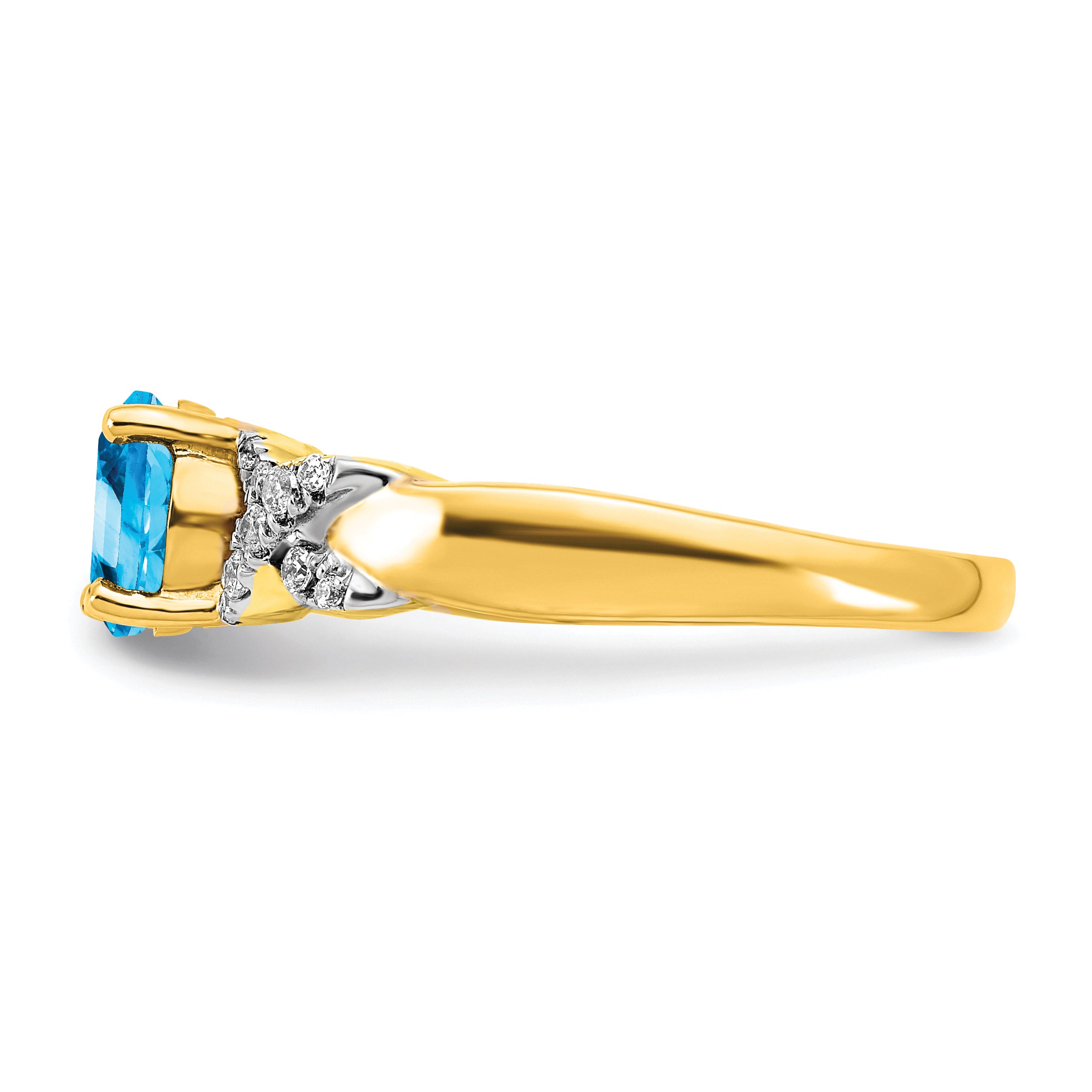 14k Two-tone Blue Topaz and Diamond Ring Secondary image
