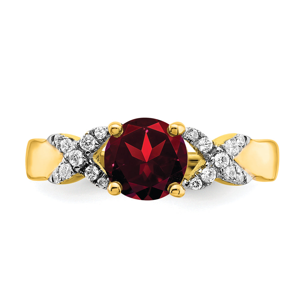 14k Two-tone Garnet and Diamond Ring